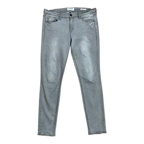 FRAME  Le Garcon Skinny Cheyenne Light Wash Mid Rise Denim Women's 31 Jeans Gray - Picture 1 of 8